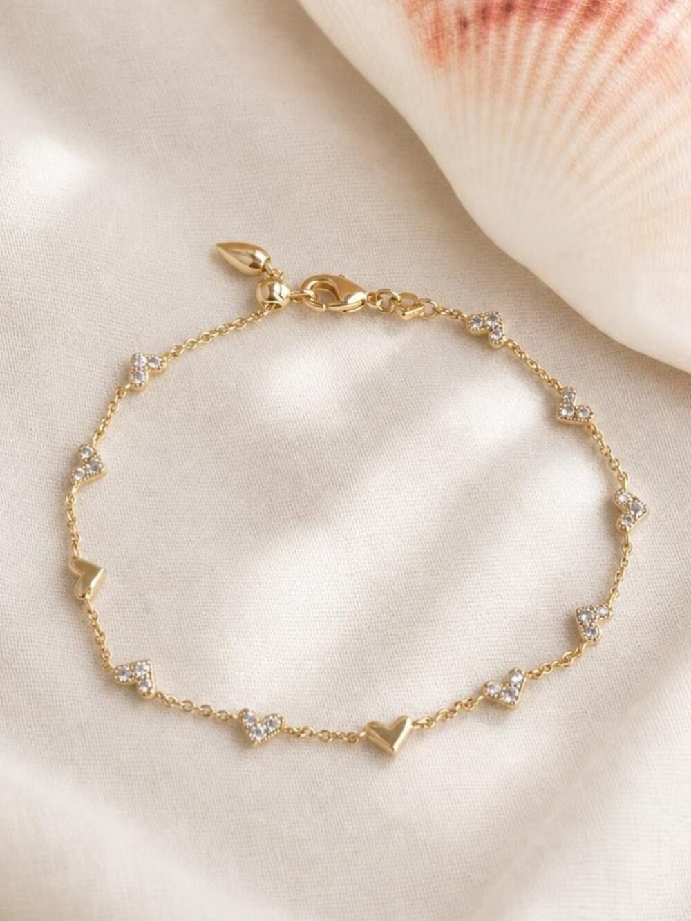Kendra Scott Haven Heart Gold Crystal Chain Bracelet